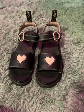 Dr. Martens Sandals with Pink Heart Buckles